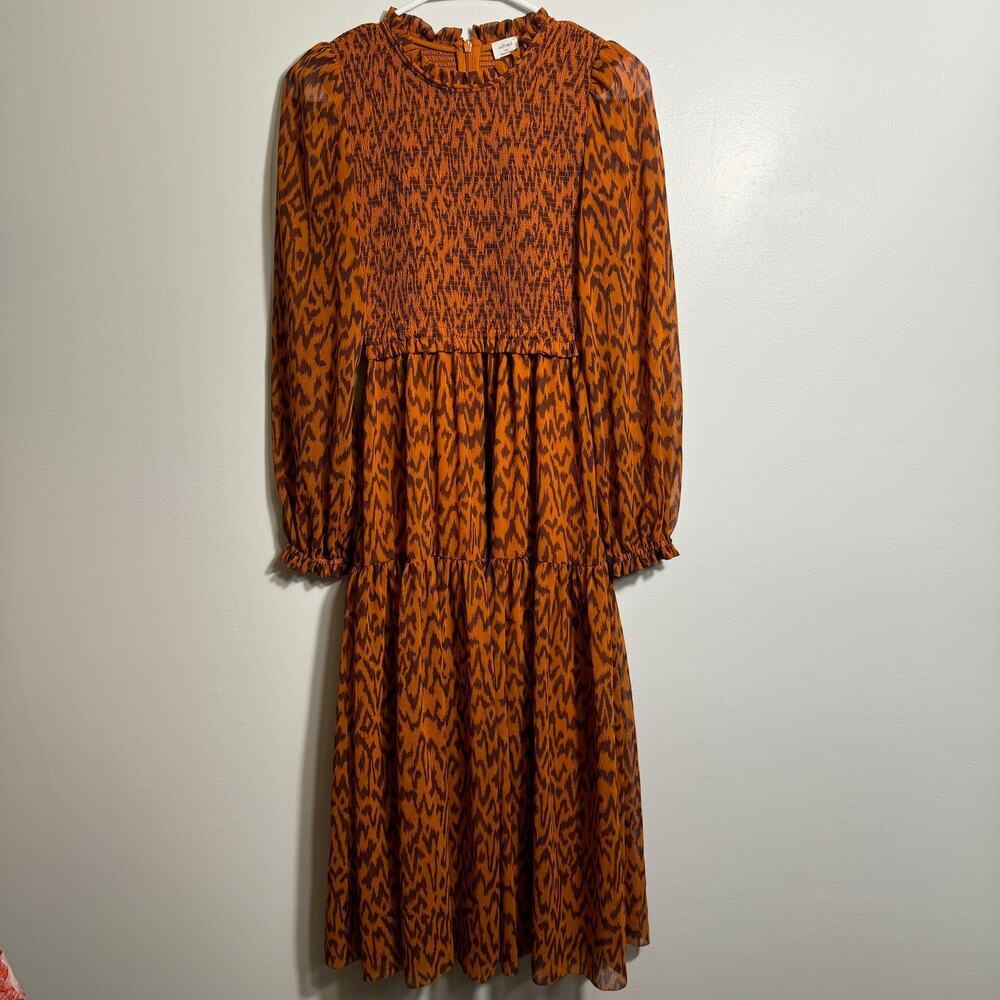 Aritzia Rust Patterned Midi Dress - Picture 3 of 9